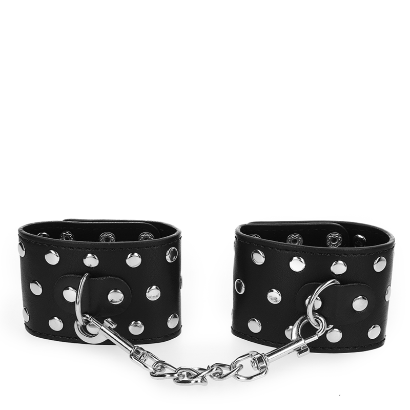 KINK - HANDGELENKFESSELN MIT DRUCKVERSCHLUSS VOLLER NIETEN SCHWARZ VERSTELLBAR 19-24 CM