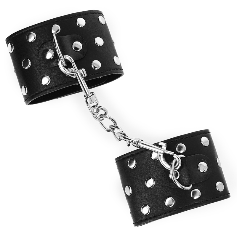 KINK - HANDGELENKFESSELN MIT DRUCKVERSCHLUSS VOLLER NIETEN SCHWARZ VERSTELLBAR 19-24 CM