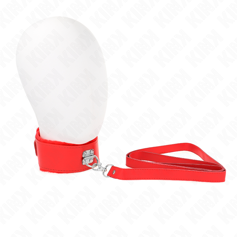 KINK - HALSKETTE MIT LEINE 116 CM MIT SILBERNEN NIETEN MODELL 4 ROT VERSTELLBAR 40-48 CM