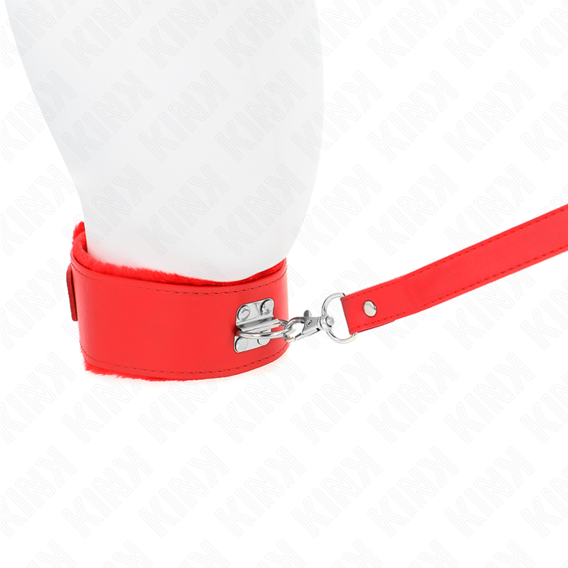 KINK - HALSKETTE MIT LEINE 116 CM MIT SILBERNEN NIETEN MODELL 4 ROT VERSTELLBAR 40-48 CM