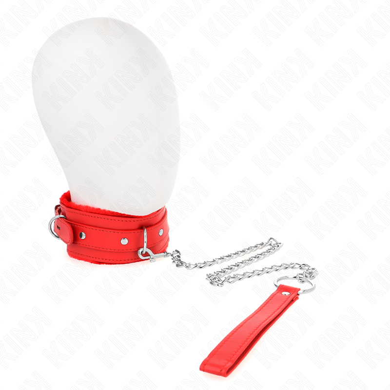 KINK - HALSBAND MIT LEINE 65 CM MIT EINSCHRÄNKUNGEN ROT 36-42 CM
