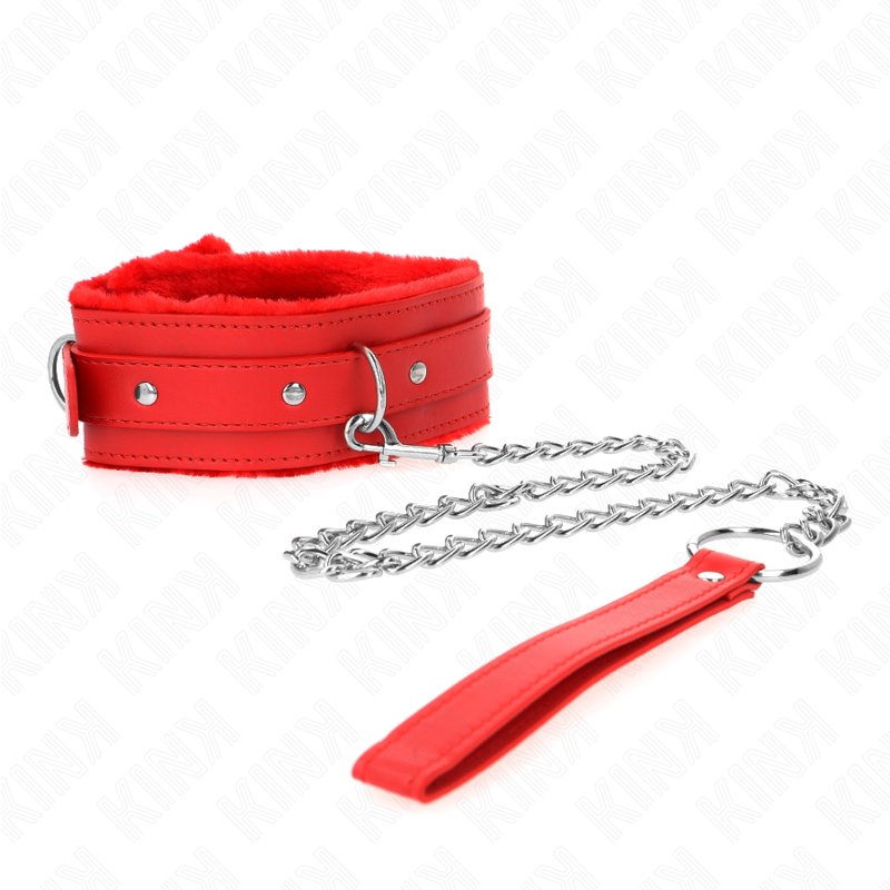 KINK - HALSBAND MIT LEINE 65 CM MIT EINSCHRÄNKUNGEN ROT 36-42 CM