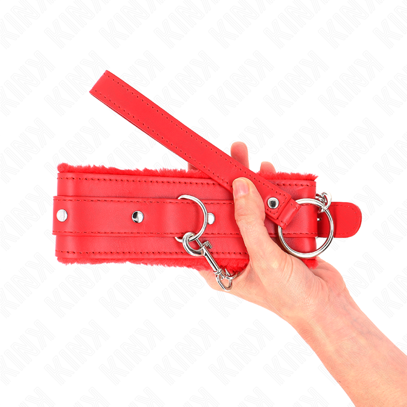 KINK - HALSBAND MIT LEINE 65 CM MIT EINSCHRÄNKUNGEN ROT 36-42 CM