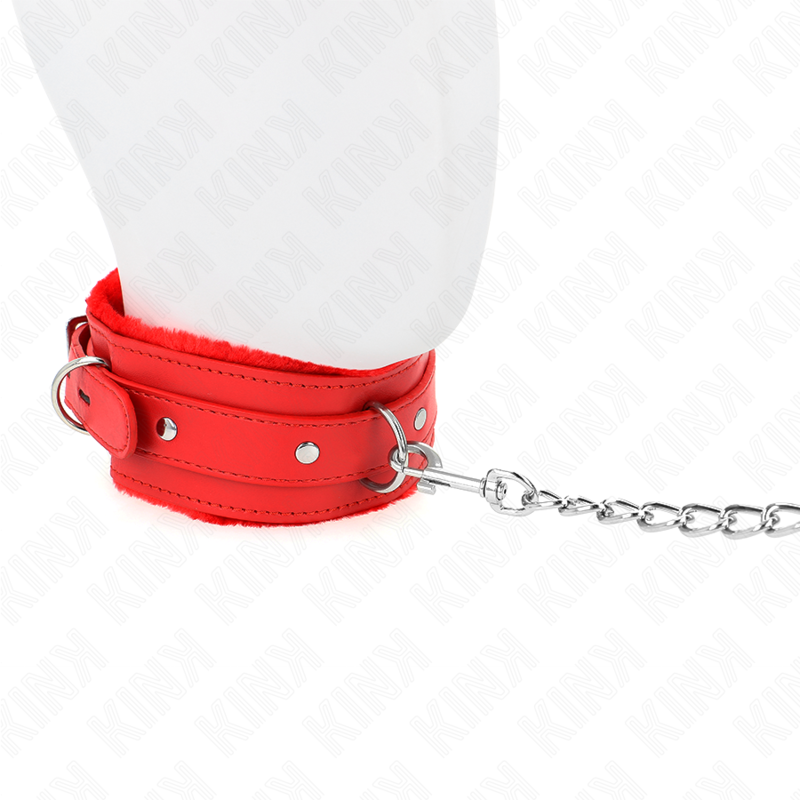 KINK - HALSBAND MIT LEINE 65 CM MIT EINSCHRÄNKUNGEN ROT 36-42 CM