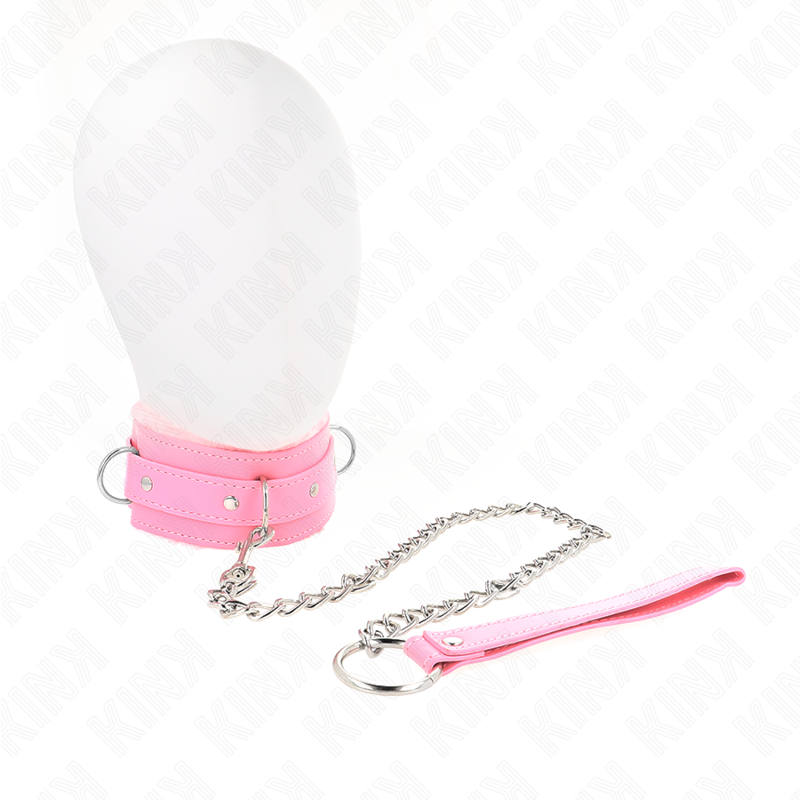 KINK - HALSBAND MIT LEINE 65 CM MIT EINSCHRÄNKUNGEN PINK 36-42 CM X 5.5 CM
