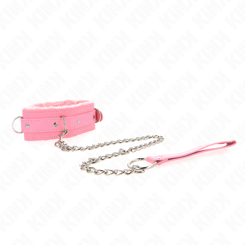 KINK - HALSBAND MIT LEINE 65 CM MIT EINSCHRÄNKUNGEN PINK 36-42 CM X 5.5 CM