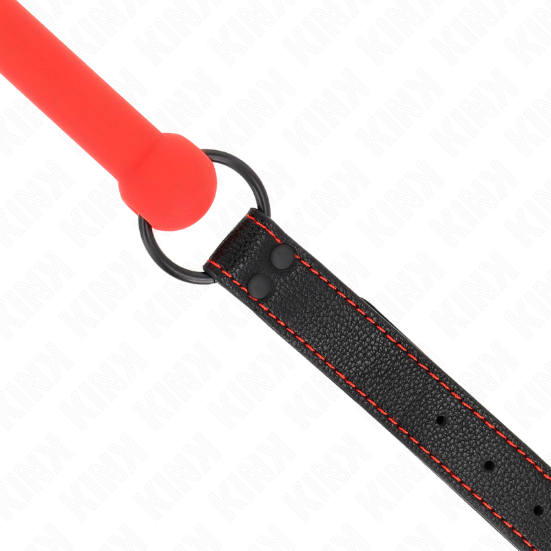 KINK - BONE GAG WITH RED LEATHERETTE STRAP ADJUSTABLE 41-57 CM