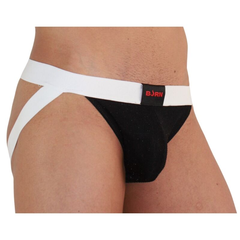 BURN - 004 JOCK GLÄNZEND SCHWARZ / WEISS S - XL