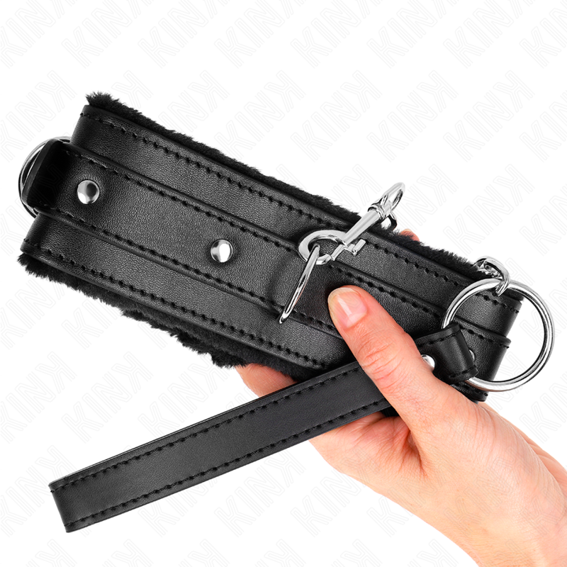 KINK - HALSBAND MIT LEINE 65 CM MIT EINSCHRÄNKUNGEN SCHWARZ 36-42 CM