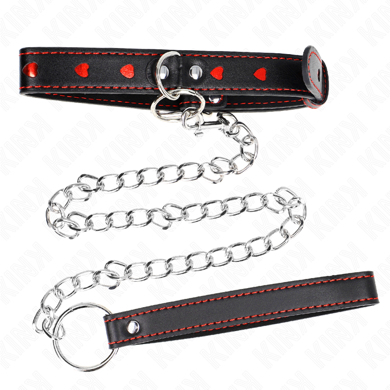KINK - HALSKETTE MIT BAND 65 CM HERZDETAILS 52.5 X 2.5 CM