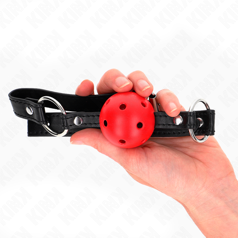 KINK - HOHL, HART, ROTER BALL, 4.5 CM, GAG, MODELL 1, 63.5 X 2 CM