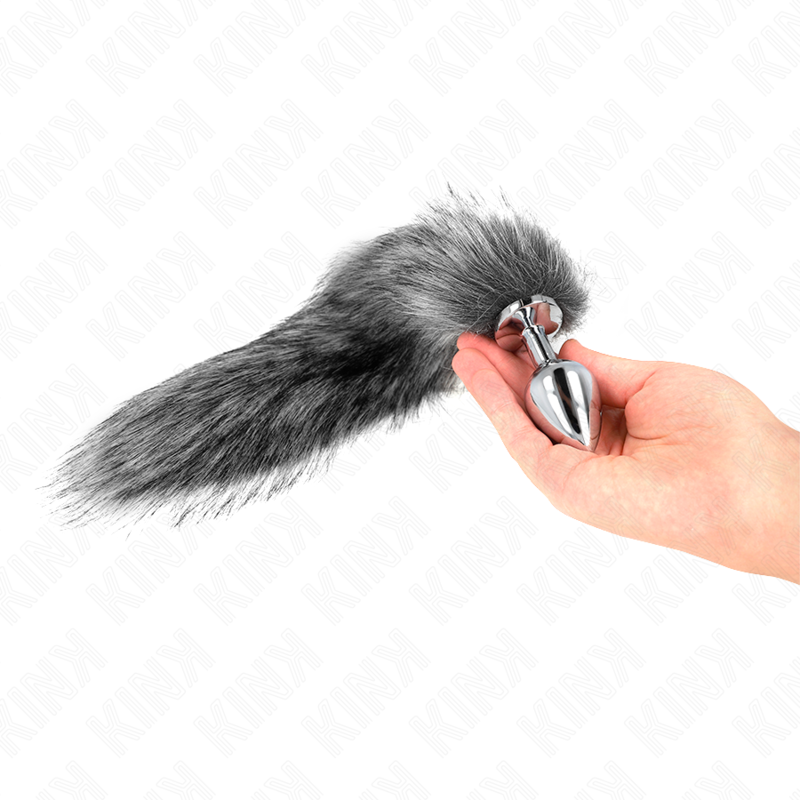 KINK - ANAL PLUG GRÖSSE M 8 X 3.5 CM MIT KUNSTSTOFFSCHWANZ 40 CM GRAU