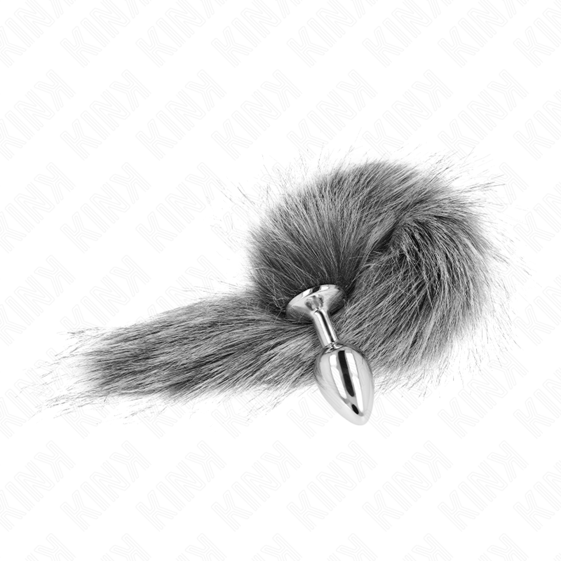 KINK - ANAL PLUG SIZE S 7 X 3 CM WITH PLASTIC TAIL 40 CM GREY