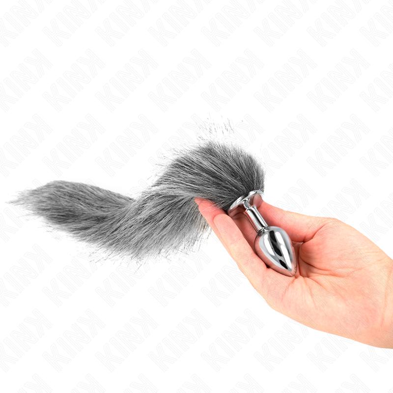 KINK - ANAL PLUG SIZE S 7 X 3 CM WITH PLASTIC TAIL 40 CM GREY