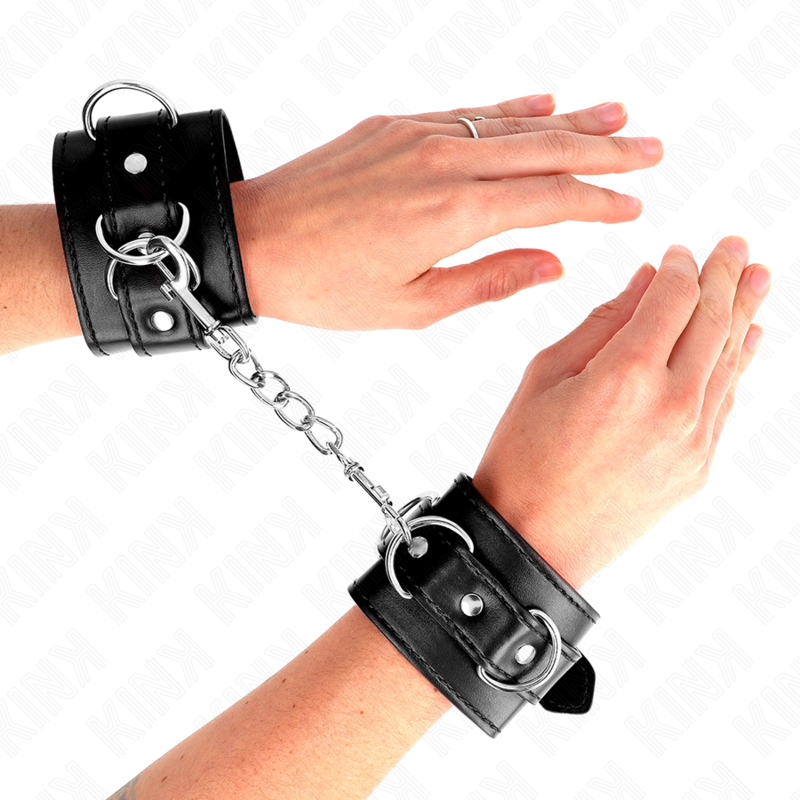 KINK - 3 D-RING HANDGELENKFESSELN VERSTELLBAR SCHWARZ 17.5-25 CM
