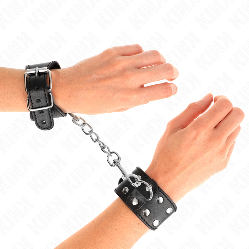 KINK - BRACELETS WITH DOUBLE ROW OF ADJUSTABLE STUD BLACK