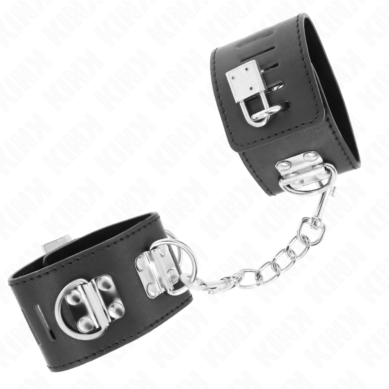 KINK - MULTIPOSITION HANDGELENKFESSELN MIT VORHÄNGESCHLOSS VERSCHLUSS SCHWARZ VERSTELLBAR 16-23 CM