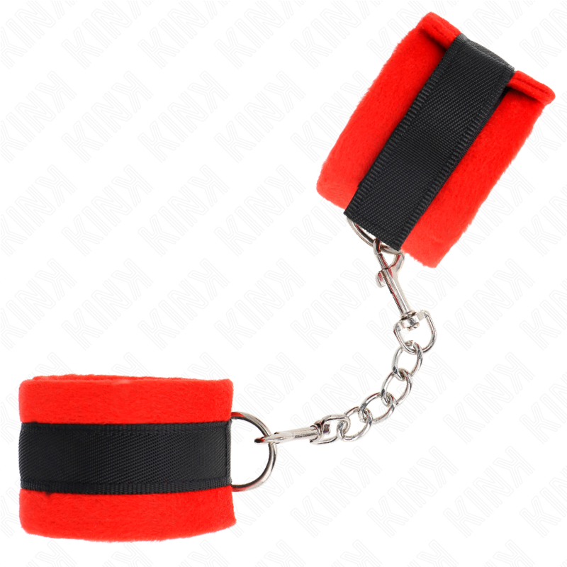 KINK - BEGINNER FUR HANDCUFFS BLACK-RED 30 X 7 CM