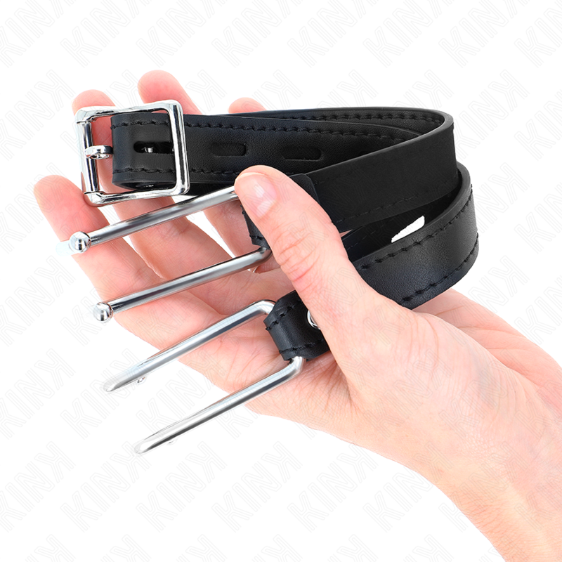 KINK - METAL HOOK GAG 11.5 CM WITH FAUX LEATHER STRAP ADJUSTABLE 39-58 CM X 2 CM