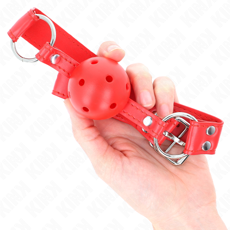 KINK - COMPLETE RED HOLLOW BALL GAG 62 x 2 CM