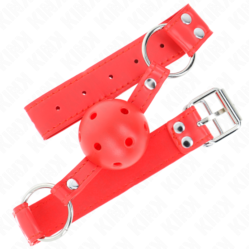 KINK - COMPLETE RED HOLLOW BALL GAG 62 x 2 CM