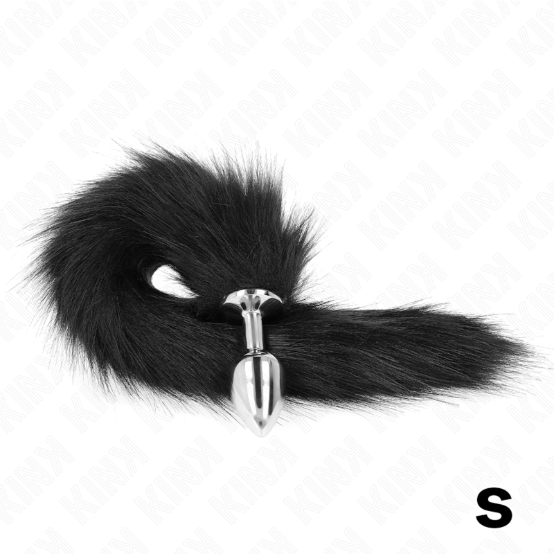 KINK - ANAL PLUG SIZE S 7 X 3 CM WITH PLASTIC TAIL 40 CM BLACK