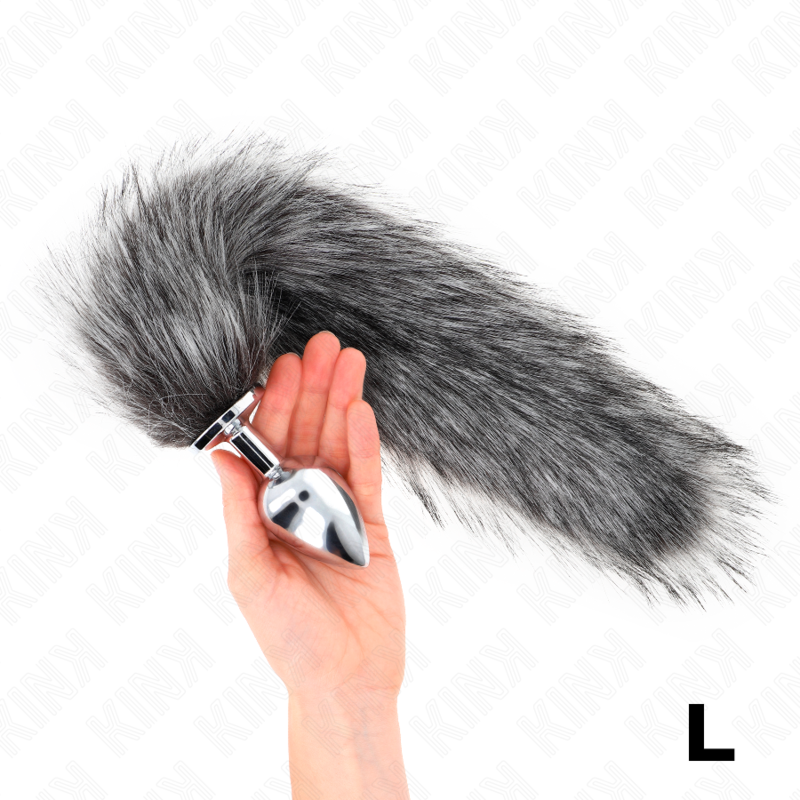 KINK - ANAL PLUG SIZE L 10 X 4 CM WITH PLASTIC TAIL 40 CM GREY