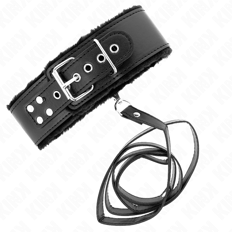 KINK - HALSKETTE MIT LEINE 116 CM MIT SILBERNEN NIETEN MODELL 4 SCHWARZ VERSTELLBAR 40-48 CM