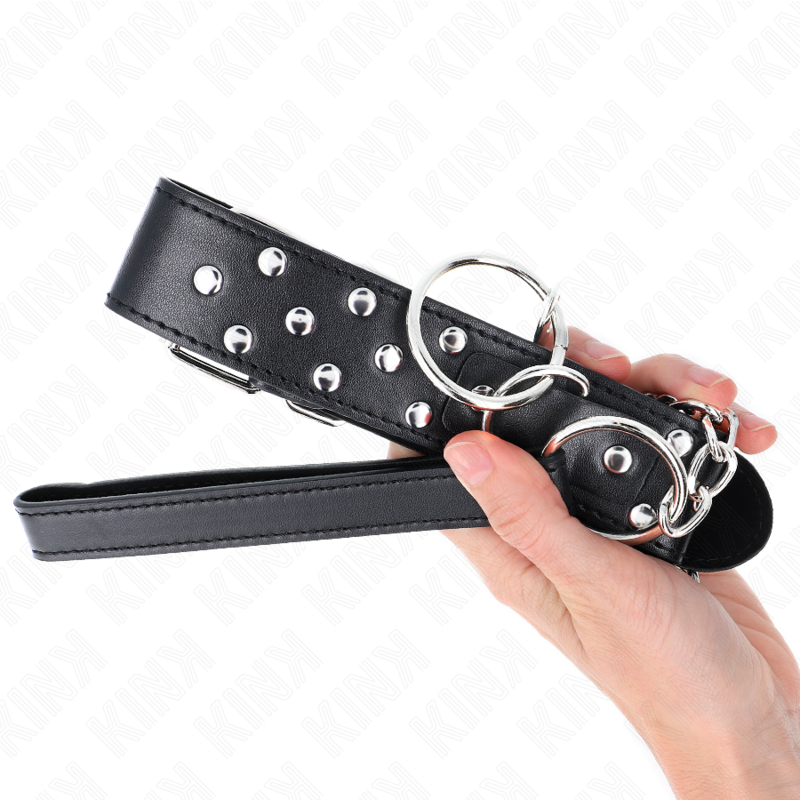 KINK - RING NIETEN BAND HALSKETTE MIT GÜRTEL 65 CM SCHWARZ VERSTELLBAR 36-50 CM