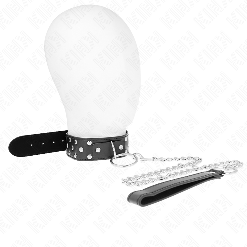 KINK - RING NIETEN BAND HALSKETTE MIT GÜRTEL 65 CM SCHWARZ VERSTELLBAR 36-50 CM