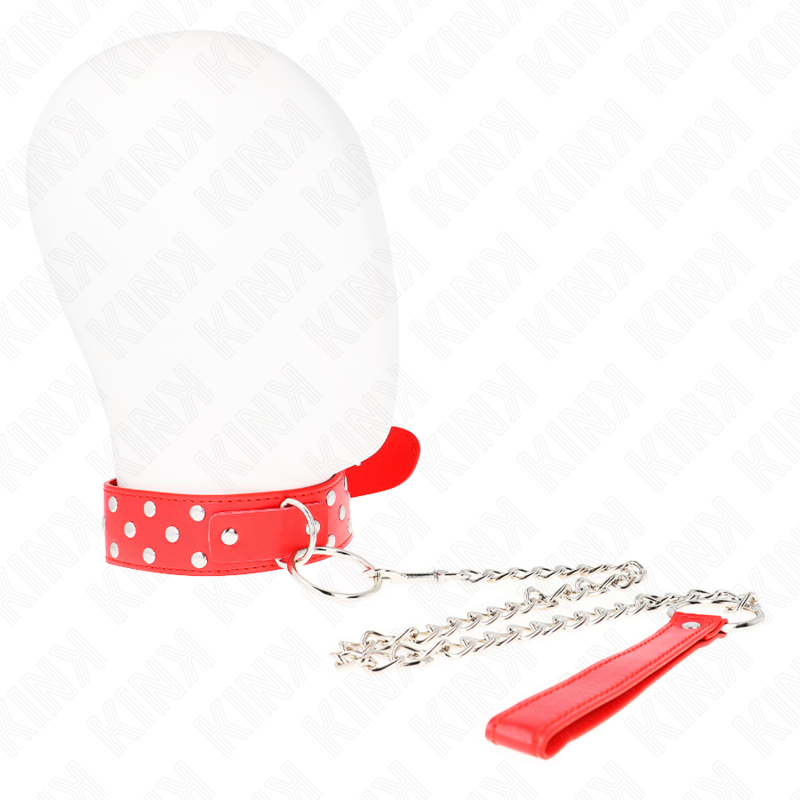 KINK - RING NIETEN BAND HALSKETTE MIT GÜRTEL 65 CM ROT VERSTELLBAR 36-50 CM