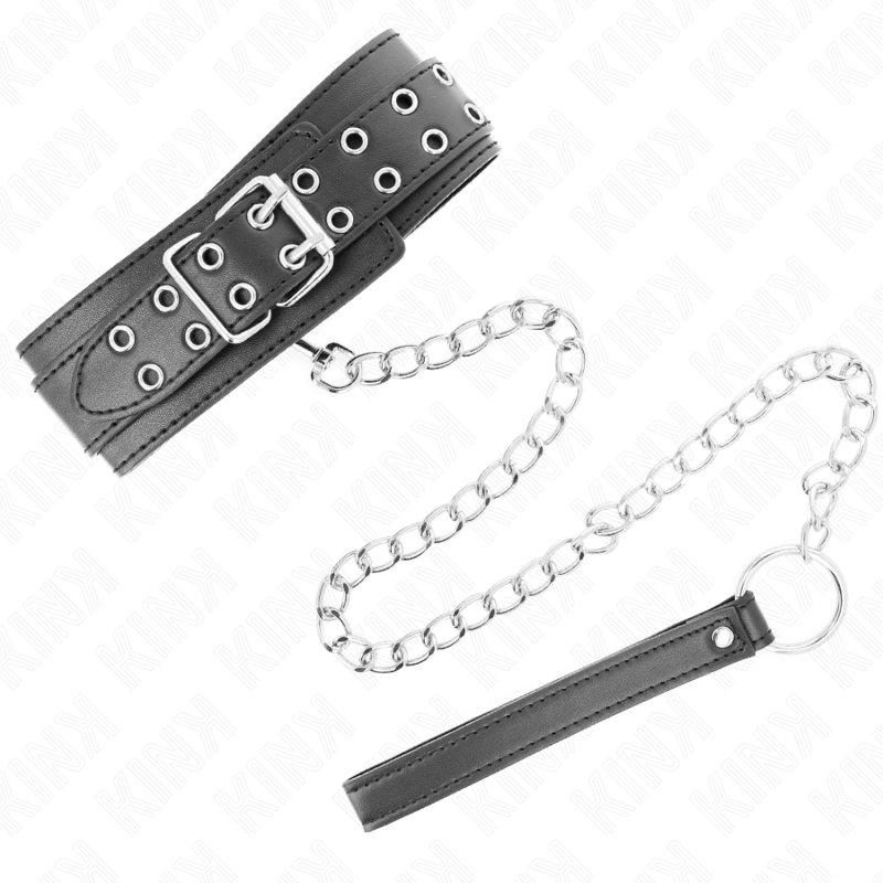KINK - HALSKETTE MIT RIEMEN 65 CM SILBER SCHNALLEN VERSTELLBAR 33-46 CM X 5.5 CM