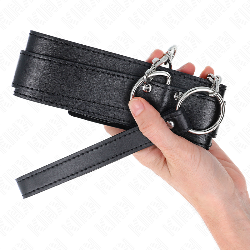 KINK - HALSKETTE MIT RIEMEN 65 CM SILBER SCHNALLEN VERSTELLBAR 33-46 CM X 5.5 CM