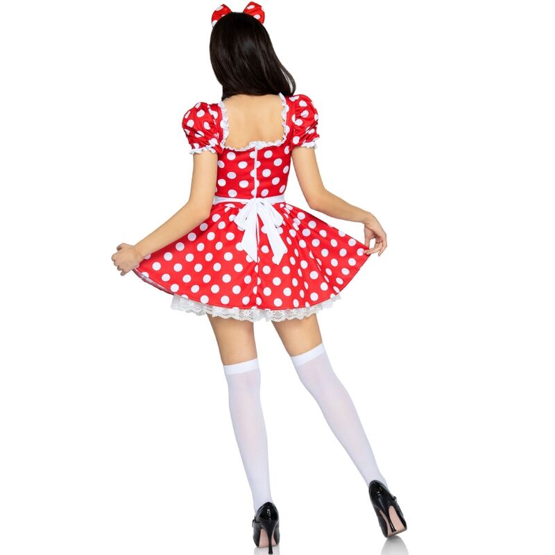 LEG AVENUE - POLKA DOT KLEID + STIRNBAND ROT/WEISS S