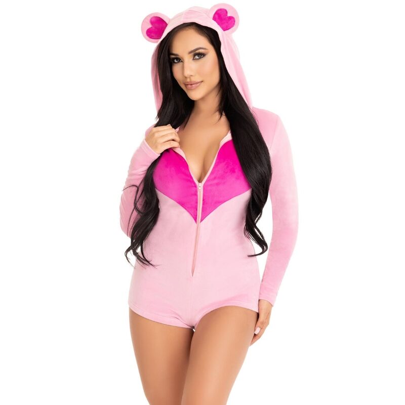 LEG AVENUE - TEDDYBÄR-SAMT-BODYS, PINK, S