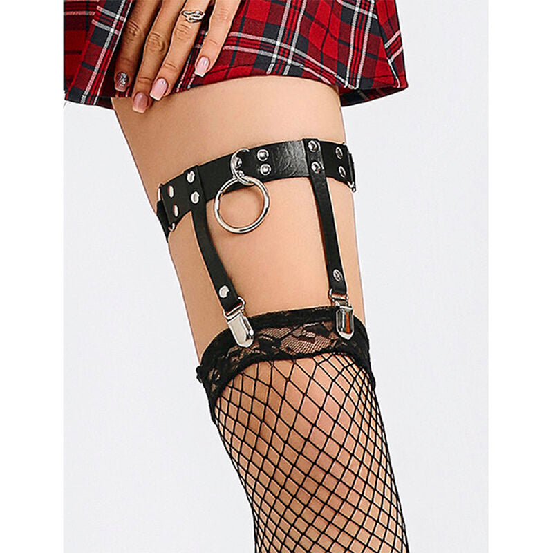 SUBBLIME - 953744 ADJUSTABLE PUNK LEATHER TIGHTS BLACK ONE SIZE