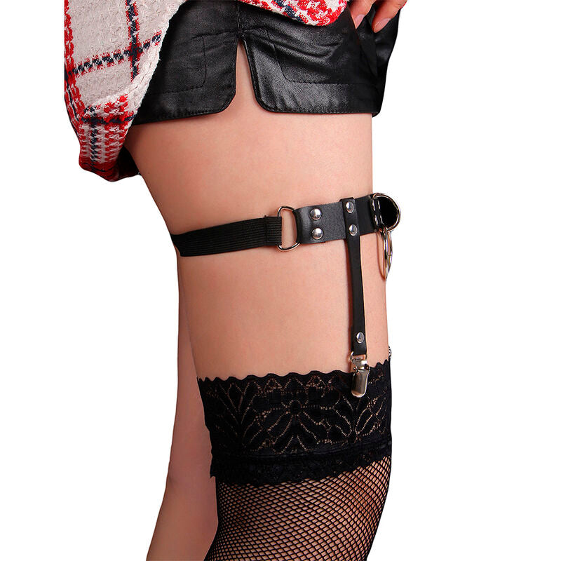 SUBBLIME - 953744 ADJUSTABLE PUNK LEATHER TIGHTS BLACK ONE SIZE