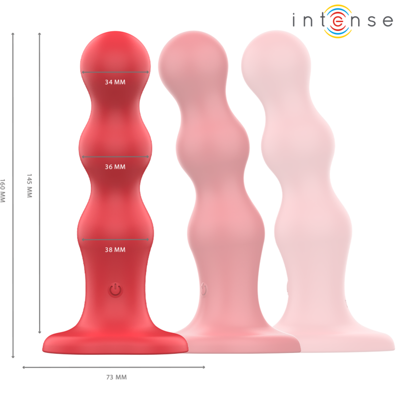 INTENSE - CODY VIBRATOR WITH SUCTION CUPS, RED REMOTE CONTROL