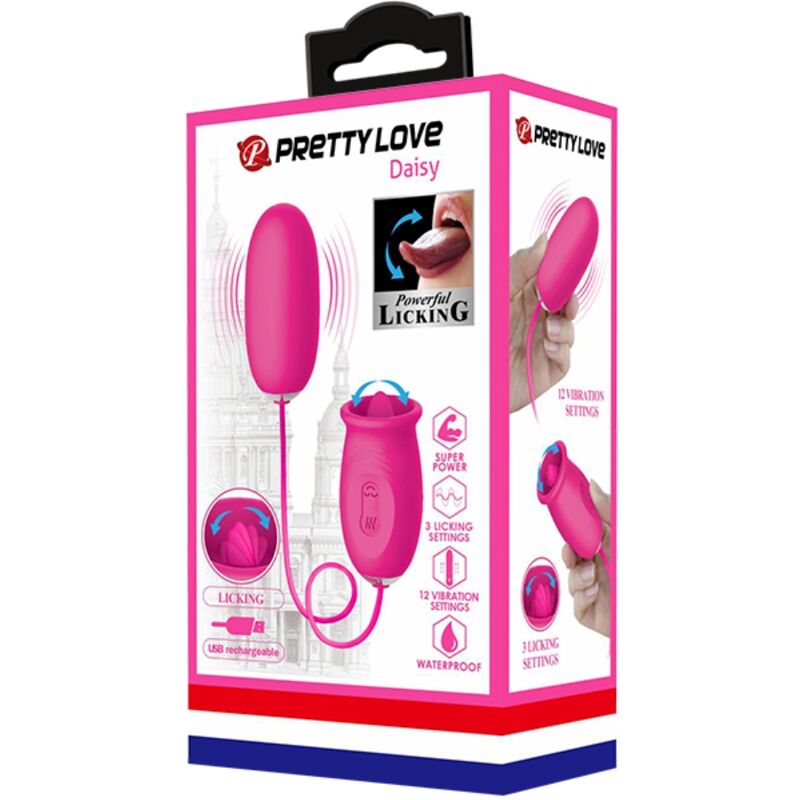 PRETTY LOVE - DAISY VIBRIERENDES EI + KLITORIS STIMULIERENDE ZUNGE ROSA