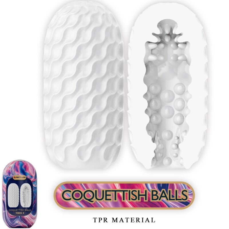 PRETTY LOVE - COQUETTERY SILICONE BALLS, MALE MASTURBATOR, WHITE