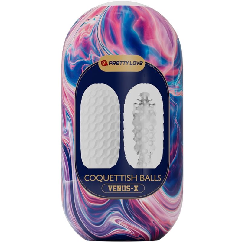 PRETTY LOVE - COQUETTERY SILICONE BALLS, MALE MASTURBATOR, WHITE