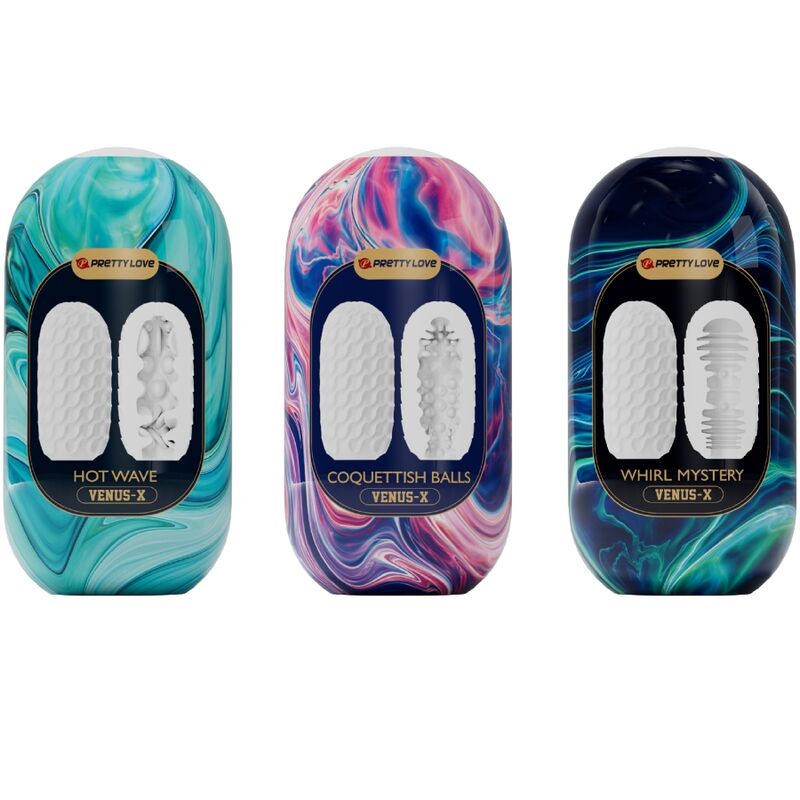 PRETTY LOVE - VENUS X 15 SILICONE MALE MASTURBATORS, WHITE