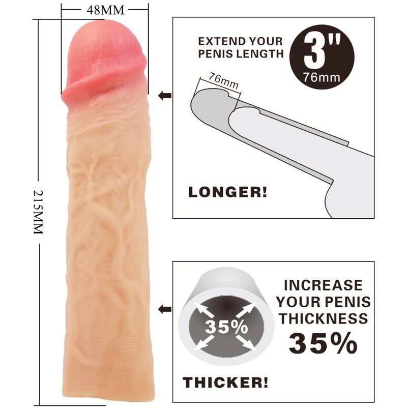 PRETTY LOVE - DEREK PENISHEA WITH 7.6 CM EXTENSION FLESH
