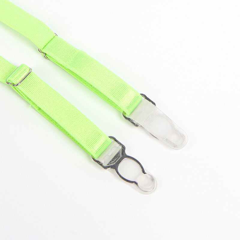 SUBBLIME - 955311 BH-SET MIT SPITZE UND STRUMPFBAND GRÜN UND BLAU S/M