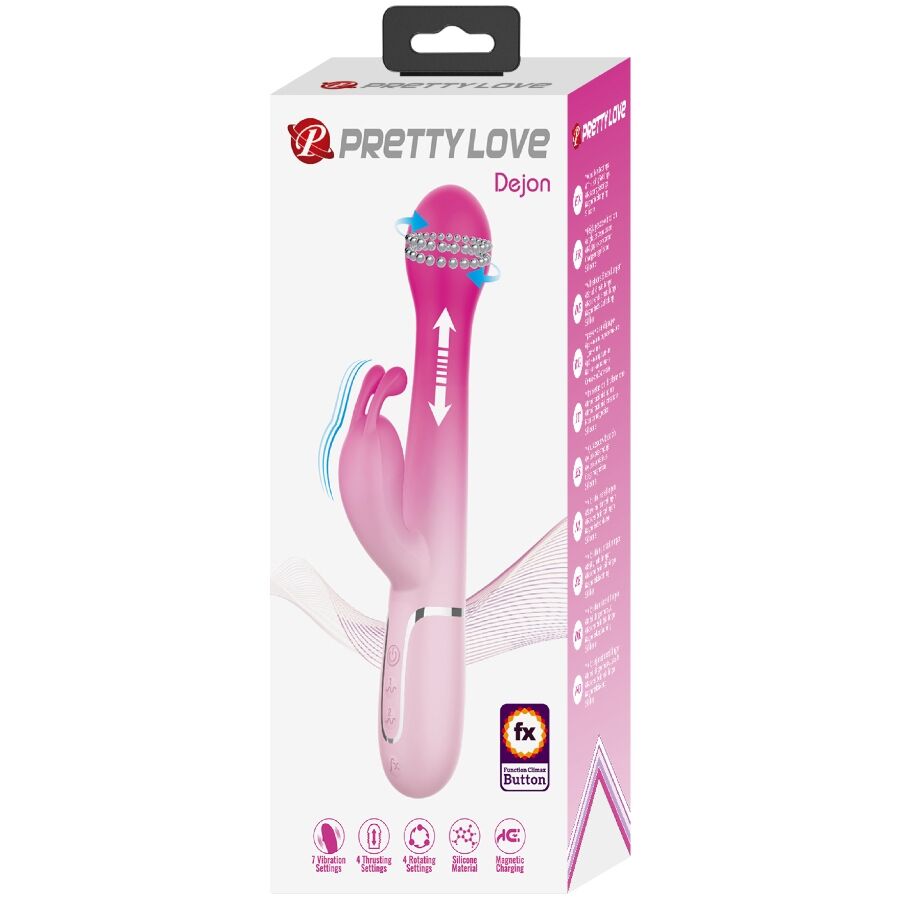 PRETTY LOVE - DEJON 3 IN 1 MULTIFUNKTIONS-RABBIT-VIBRATOR ROSA