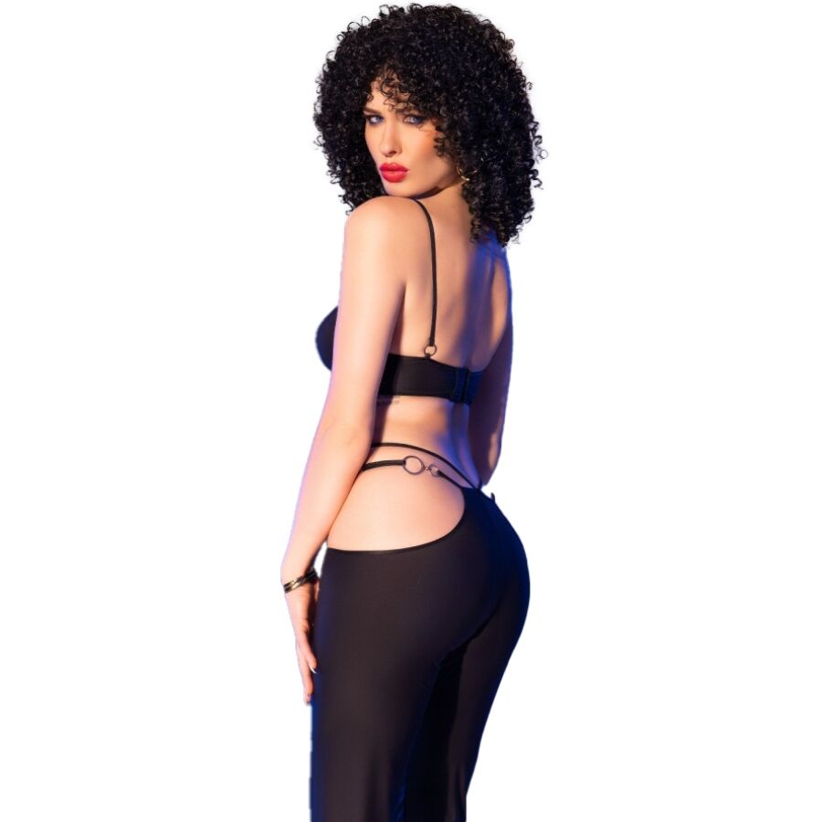 CHILIROSE - CR 4851 SCHWARZES TOP UND LEGGINGS-SET MIT GOLDENEN ACCESSOIRES