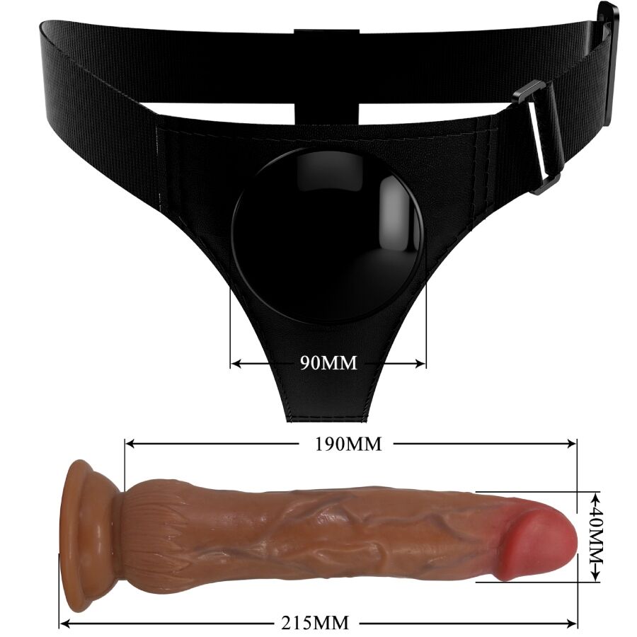 PRETTY LOVE - KYTON UNIVERSAL HARNESS SLIP MIT SQUIRTING DILDO 19 CM MULATO