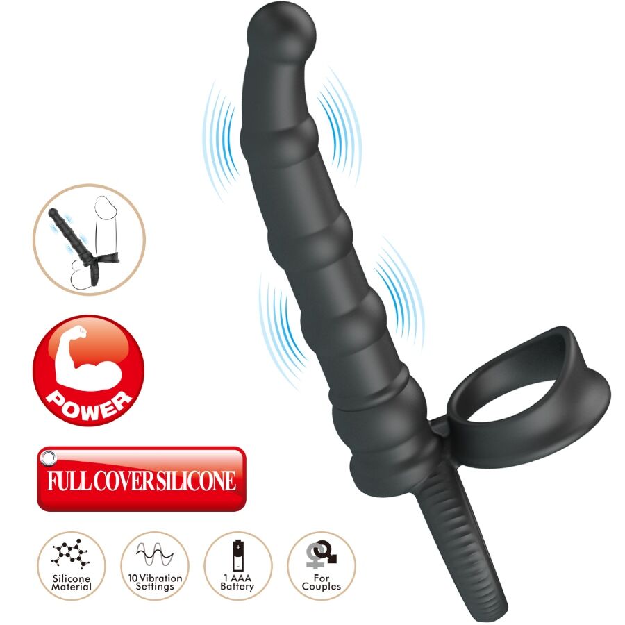 PRETTY LOVE - TATUM VIBRIERENDER PENISRING MIT STECKER 10 VIBRATIONEN SCHWARZ