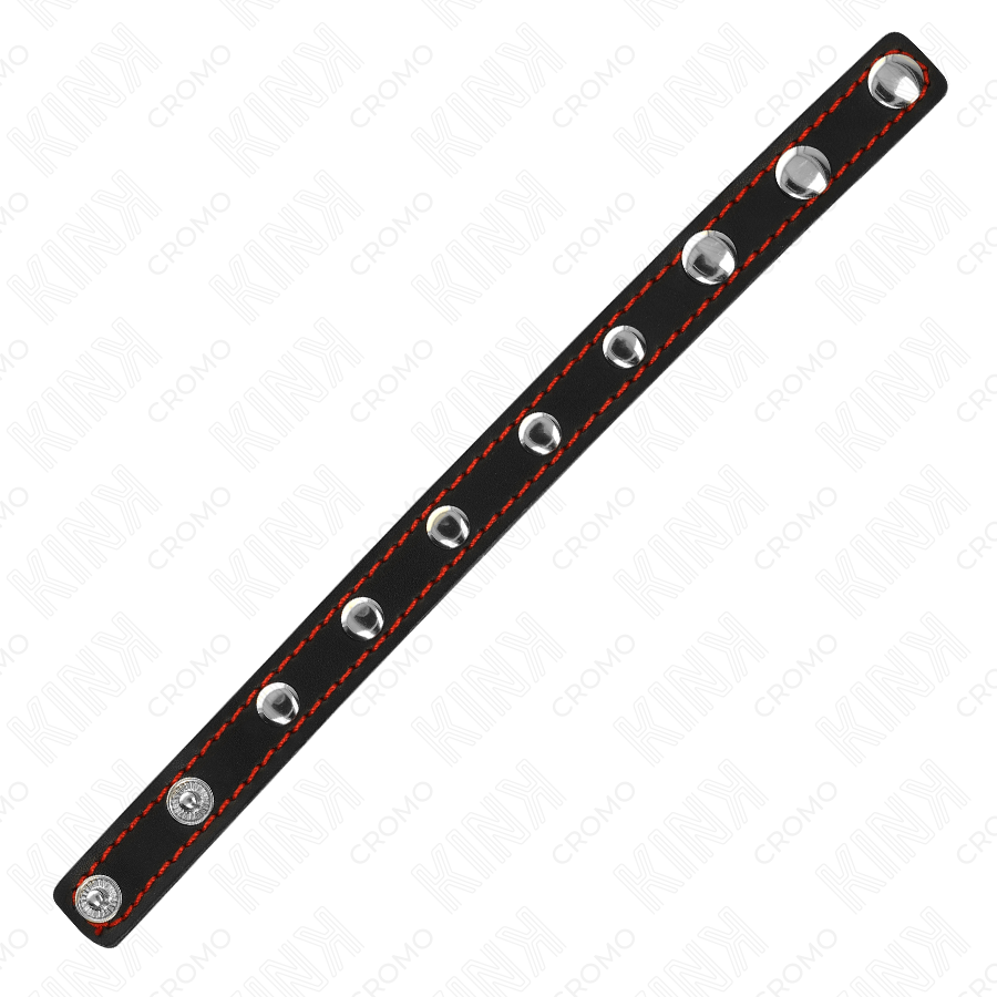 KINK - PENISRING AUS LEDER MIT DRUCKVERSCHLUSS ROT FUTTER 21 X 1,5 CM