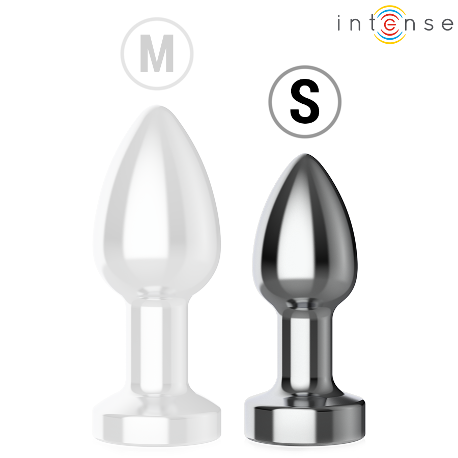 INTENSE - VIBRIERENDER ANALPLUG AUS METALL MIT LED-LEUCHTEN UND FERNBEDIENUNG - GRÖSSE